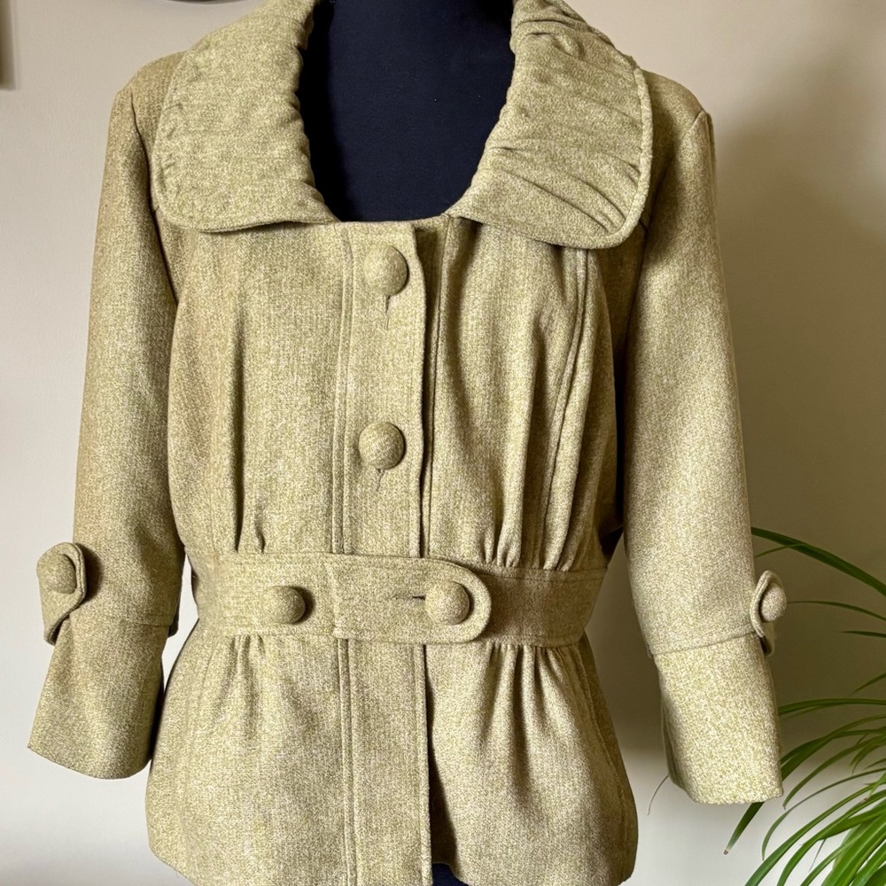 Elegant soft green Tabitha Jacket from Anthropologie